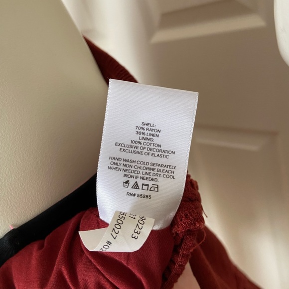 Express Rust Burgundy Linen Ruffle Top and Skirt Set Size Medium - Picture 10 of 11